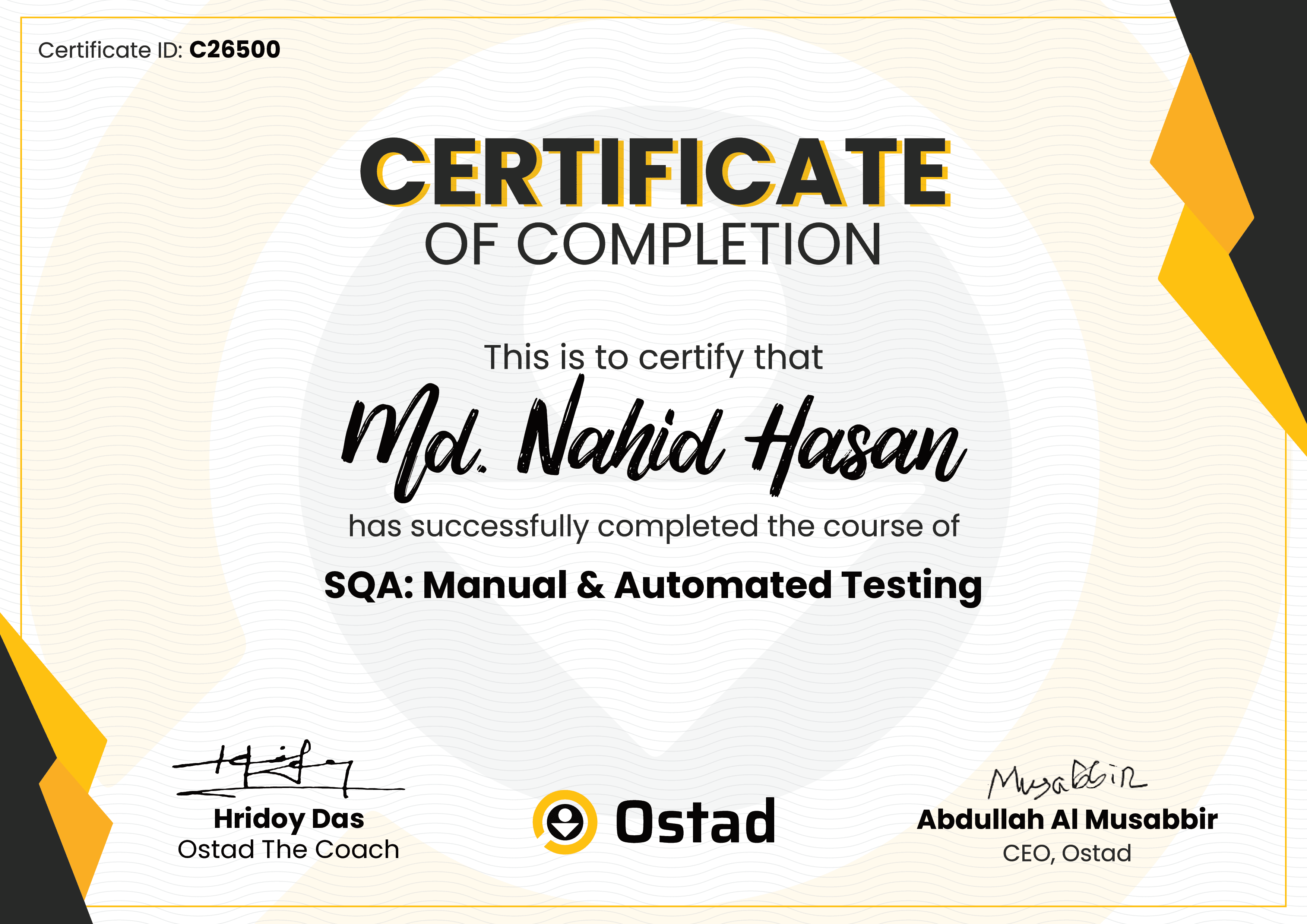 SQA Manual and Automation Testing